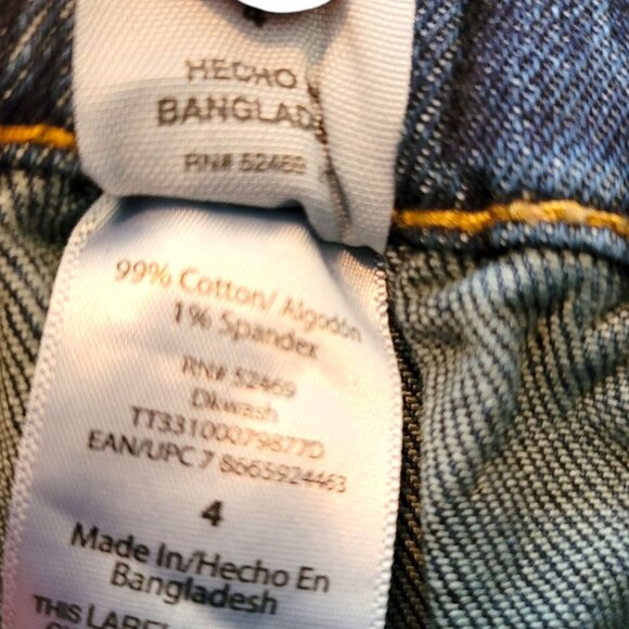 Woman's Jeans Paper Bag Top Dark Wash Belted Waist Time & Tru Size 4 NWT JJ3447 - Picture 5 of 8